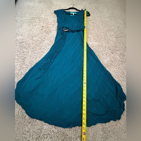 10 Anthropologie moulinette soeurs Guinevere maxi dress circle belt Teal blue - Picture 8 of 17
